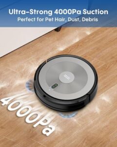 "Transform your cleaning routine with the Deenkee Robot Vacuum Cleaner. With 4000Pa strong suction and 2-in-1 functionality, this ultra-slim robotic vacuum excels at pet hair and hard floor cleaning. Get ready to save time and effort!"