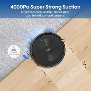 Here is the optimized meta description:

"Upgrade your cleaning experience with this robot vacuum cleaner featuring 4000Pa strong suction, mop function, and Wi-Fi/App/Alexa control. Perfect for pet hair and hard floors/carpets, self-charging and ultra-slim design."