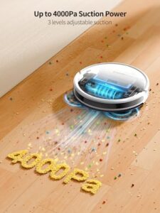Discover the HONITURE robot vacuum with mop, featuring strong 4000Pa suction, carpet booster, and Wi-Fi connectivity. Perfect for pet hair, hard floors, and carpets, with ultra-thin design and Alexa/Remote control.