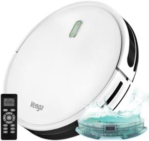 Transform your cleaning routine with the Venga Robot Vacuum Cleaner with Mop, featuring 6 modes and quiet action. Perfect for homes of all sizes.