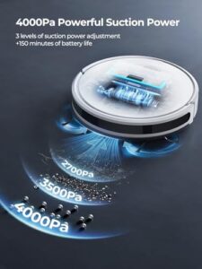 Here is the generated SEO meta description:

"Boost your cleaning routine with this robot vacuum featuring 4000Pa suction and auto carpet boost. Perfect for pet hair, schedule cleanings via smart app or voice control with Alexa."