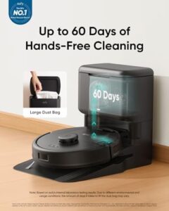"Revolutionize your cleaning routine with the eufy L60 Robot Vacuum, featuring self-empty station, hair detangling tech and up to 60 days of hands-free cleaning. Enjoy ultra-strong 5,000 Pa suction for a cleaner home."