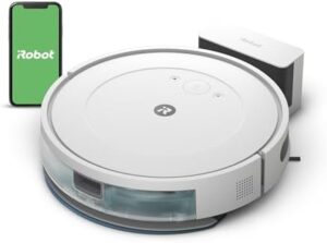 "Effortlessly clean your floors with the iRobot Roomba Combo Essential Vacuum and Mop Robot. Powerful 4-stage cleaning system, 3 suction levels, spot cleaning, controllable via app, buttons or voice."