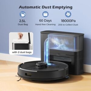"Maximize cleaning efficiency with the Lubluelu Robot Vacuum Cleaner, featuring 4500Pa suction and a self-emptying station for up to 60 days hands-free use. Perfect for pet owners, this versatile 3-in-1 robot tackles hard floors, carpets, and even mops!"