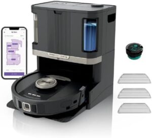 "Upgrade your cleaning routine with the Shark PowerDetect 2-in-1 Robot Vacuum & Mop, featuring self-empty, refill and clean capabilities, plus Wi-Fi, app and Alexa control. Perfect for pet owners and busy households."