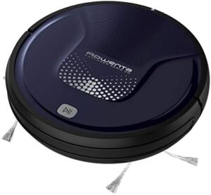 "Experience smart cleaning with the Rowenta RR6871WH Smart Force Explorer Aqua robot vacuum cleaner, featuring anti-fall sensors and 150 minutes of battery life. Perfect for all floor types, includes remote control and charging base."