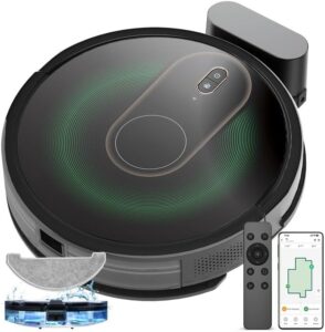 Discover the Vexilar T8 Robot Vacuum and Mop Combo, perfect for hard floors and low-pile carpets. With gyro navigation and up to 120 minutes of cleaning time, this 2-in-1 robotic vacuum cleaner makes life easier.