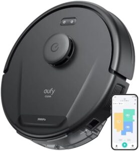 Discover the eufy L60 Robot Vacuum Cleaner with powerful 5,000 Pa suction, ideal for hard floors and removing hair, dust, and debris. Perfectly navigates your home with iPath Laser Technology. Renewed for a great value.