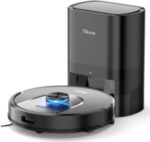 Here is the optimized meta description:

"Effortless cleaning for pet owners! Tikom Robot Vacuum and Mop with Self-Empty Base, Home Mapping and 60-Day Capacity tackles hair, carpets, and hard floors. Experience hands-free cleaning."