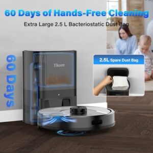 Here is the optimized meta description:

"Effortless cleaning for pet owners! Tikom Robot Vacuum and Mop with Self-Empty Base, Home Mapping and 60-Day Capacity tackles hair, carpets, and hard floors. Experience hands-free cleaning."