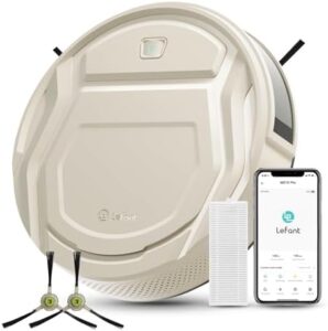 Discover the Lefant M210P Champagne Robot Vacuum Cleaner, a slim 7.8cm robot with 2200Pa suction, perfect for pet hair and hard floors. Ideal for Alexa voice control and self-charging.