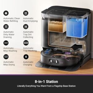 Clean your home with the Eureka J15 Pro Ultra Robot Vacuum and Mop, featuring 16,200 Pa suction, self-emptying base, hot water washing and drying. Perfect for pet owners and busy lives, with anti-tangle design and AI obstacle avoidance.