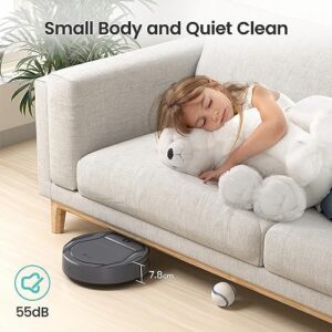 Here is the optimized SEO meta description:

"Boost pet hair cleaning with Lefant M210P Grey Robot Vacuum, 7.8cm thin and self-charging. Ideal for hard floors and Alexa voice control. Get a slim robotic vacuum perfect for tight spaces."