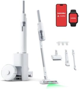 Here is the generated meta description:

"Say goodbye to cleaning worries with SwitchBot K10+ Pro Combo Robot Vacuum, featuring dual auto-empty dock and 70 days of cleaning autonomy. Quietly tackles pet hair and household messes with LED headlights."