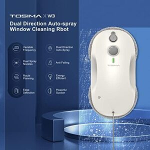Here is the optimized SEO meta description:

"Effortlessly clean windows and surfaces with Tosima's W3 robot, featuring dual direction auto-spray, smart navigation, and triple safety system. Includes 12 rags for a streak-free finish, perfect for all smooth surfaces."