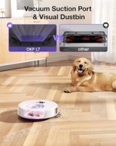Explore efficient home cleaning with the OKP L7 Robot Vacuum Cleaner. Boasting ultra-strong suction and DToF laser navigation, it tackles hair and dust on hard floors with ease. With smart mapping and mopping function, keep your space spotless all day long!
