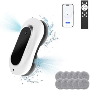 Here is the meta description:

"Effortlessly clean windows with this smart robot featuring dual water spray and 3000Pa suction power. App and remote control capabilities for easy use."