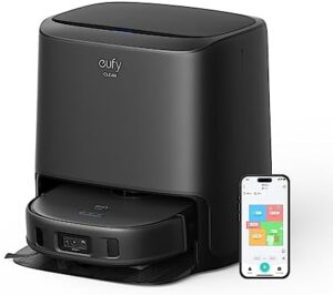 Discover the Eufy X8 Pro Robot Vacuum Self-Empty Station with twin-turbine suction, active detangling roller brush, and iPath laser navigation for pet hair deep cleaning. Renovated to perfection!