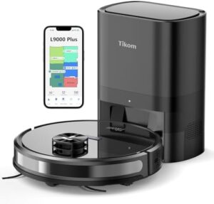 Get the ultimate cleaning experience with the Robot Vacuum and Mop Combo L9000 Plus, featuring self-emptying, 60-day capacity, LiDAR navigation, and schedule control. Perfect for pet owners and those with hard floors and carpet.