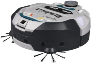 Discover the Makita DRC300Z 18V Li-ion LXT robotic cleaner, perfect for tackling pet hair and messes. Cordless design with brushless motor and rechargeable battery pack (batteries and charger not included).