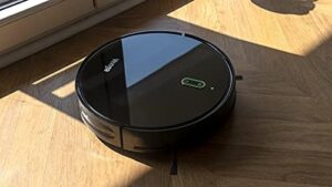 Discover the Venga! Robotic Vacuum Cleaner with Mop, featuring gyroscope navigation and app control. Perfect for pet owners and busy households, with a sleek black design.