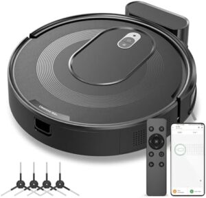 "Upgrade your cleaning experience with the W6+ Robot Vacuum Cleaner. 2800Pa suction, 720ml capacity, and 120 minutes runtime. Self-charging and slim design make it perfect for pet owners."