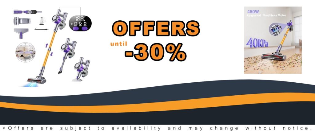 Cordless Vacuum Cleaner 450W 40Kpa Powerful Stick Vacuum Cleaner