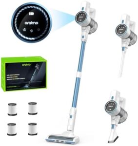 "Effortlessly clean your home with the Oraimo 24KPA Max Brushless Cordless Vacuum. Enjoy up to 40 minutes of cordless cleaning on a single charge, perfect for pet hair and hard floors."
