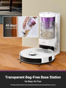 Here is the generated meta description:

"Effortlessly clean your home with Eureka's E20 Plus Robot Vacuum Cleaner. Features 8000Pa suction, bagless self-emptying station, and AI-powered 3D obstacle avoidance for 45 days of hands-free cleaning."