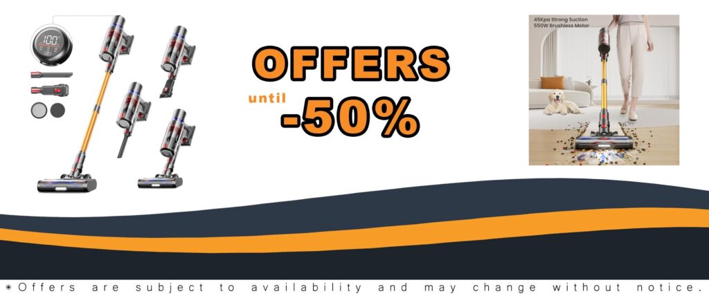 Cordless Vacuum Cleaner 550W & 45Kpa & 65Mins, Stick Vacuum with OLED Smart Touch Function