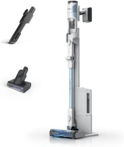 "Discover the lightweight and flexible Detect Clean & Empty Cordless Vacuum Cleaner with auto-empty system, 60-minute run-time, and included pet and duster tools. Perfect for everyday cleaning with minimal effort."