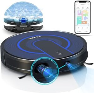 Discover the ultimate pet-friendly cleaning solution! This robotic vacuum with mop features hidden lidar camera navigation, ultra-thin design & smart pet hair removal capabilities.