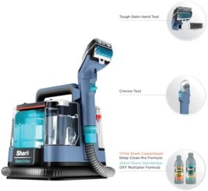 Here is the generated SEO meta description:

"Eradicate tough stains and odors with StainStriker's powerful cleaning formulas, featuring crevice tools for precise removal. 450W motor, lightweight design."
