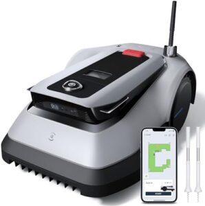 Discover the ECOVACS Goat G1-800 robot lawnmower for gardens up to 800㎡, featuring AIVI 3D obstacle avoidance and intelligent path planning. Cut your lawn with ease, no boundary wire needed, and enjoy a precise cut in 16 zones.