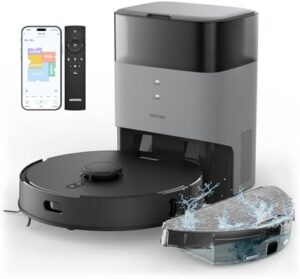 Discover the AIRROBO Robot Vacuum and Mop Combo, featuring self-emptying, 60-day capacity, home mapping, scheduling, Wi-Fi, app, Alexa, and remote control. Perfect for pet owners and those with hard floors and carpet.