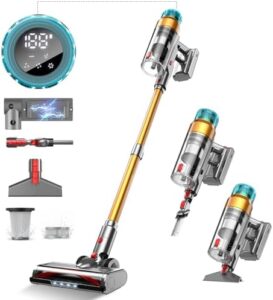 Here is the meta description:

"Powerful cordless vacuum cleaner with 600W motor and 55Kpa suction for efficient cleaning of homes, cars, hardwood floors, carpets and pet hair. Up to 55 minutes runtime and anti-tangled design."