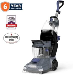 Deep clean your carpets with the Vax SpinScrub Power Plus Carpet Cleaner, featuring XL capacity and quick dry time. Perfect for stain removal, with 6 year guarantee included.