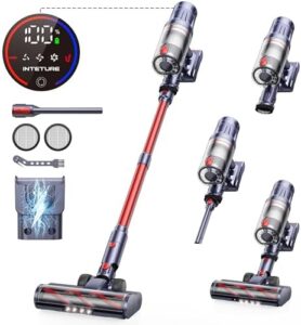 Boost your cleaning experience with the Cordless Vacuum Cleaner 550W/45Kpa, featuring 60-minute runtime and wall-mount charging. Perfect for hardwood floors, carpets, and pet hair, this versatile stick vacuum also includes a touch screen interface.