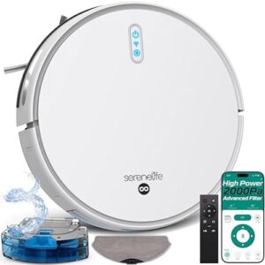 Discover the perfect pet-friendly cleaning companion! This 2000Pa suction combo vacuums and mops with ease, featuring app control, 4 modes, anti-fall sensors, and self-charging for smooth transitions.