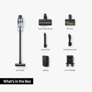 Here is the output:

"Powerful pet-friendly cleaning with Samsung Jet 75E's 200W suction power, featuring a dedicated Pet Tool and sleek Teal Mint design. Ideal for quick cleanups."