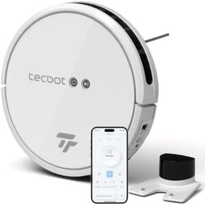 "Effortlessly clean and mop pet hair from multiple surfaces with the TECBOT S1 Robot Vacuum & Mop Combo, featuring advanced navigation and a compact design for easy storage."