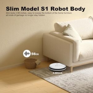 "Effortlessly clean and mop pet hair from multiple surfaces with the TECBOT S1 Robot Vacuum & Mop Combo, featuring advanced navigation and a compact design for easy storage."