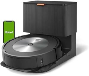 "Effortlessly clean your home with the Roomba j7+ robot vacuum, avoiding obstacles like pet waste and cords. Self-emptying up to 60 days, perfect for busy homes and pet owners."