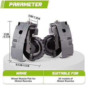 Boost your Roomba cleaning efficiency with our interchangeable drive wheel module pair, compatible with iRobot Roomba 500-900 series. Upgrade now and enjoy improved navigation and reduced maintenance costs! (146 characters)