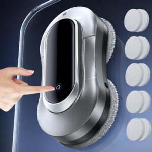 Explore efficient window cleaning with our robot, featuring dual water spray and powerful 3500Pa suction. Includes remote control and 5 replacement cloths for effortless interior & exterior cleaning.