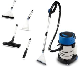 "Effortlessly clean your home and car with the Hyundai Wet & Dry Vacuum Carpet Cleaner, featuring 3-in-1 functionality, 25L stainless steel cylinder, and powerful suction. Perfect for daily use."