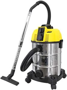Powerful 5-in-1 vacuum cleaner with plug socket, blowing self-cleaning technology and 30L capacity. Includes floor brush and crevice tool for versatile cleaning.