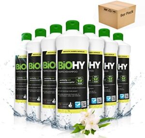 "Effective carpet cleaning for stubborn stains, perfect for vacuum cleaners too! This 9-pack of BiOHY Carpet Shampoo bottles is specially developed for tough messes."