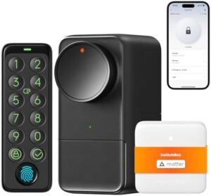 Here is the optimized SEO meta description:

"Upgrade your home security with this WiFi Smart Lock Pro featuring a touchscreen keypad and fingerprint recognition. Perfect for smart homes, Matter, Alexa, Google, and IFTTT compatible, weatherproof design."