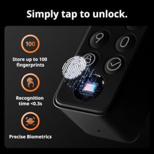 Here is the optimized SEO meta description:

"Upgrade your home security with this WiFi Smart Lock Pro featuring a touchscreen keypad and fingerprint recognition. Perfect for smart homes, Matter, Alexa, Google, and IFTTT compatible, weatherproof design."